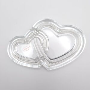 Vintage Teleflora Crystal Double Heart 24% LEAD CRYSTAL MADE IN FRANCE Just LID
